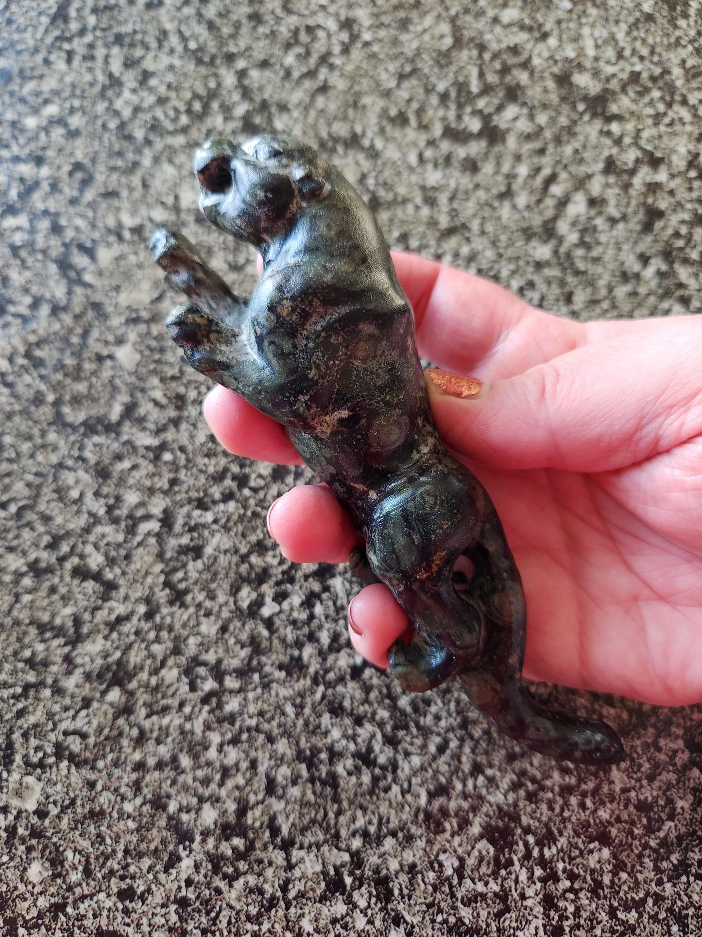 Jaguar Carved Kambaba Jasper Stone Natural Stone Crystal, Big Cat