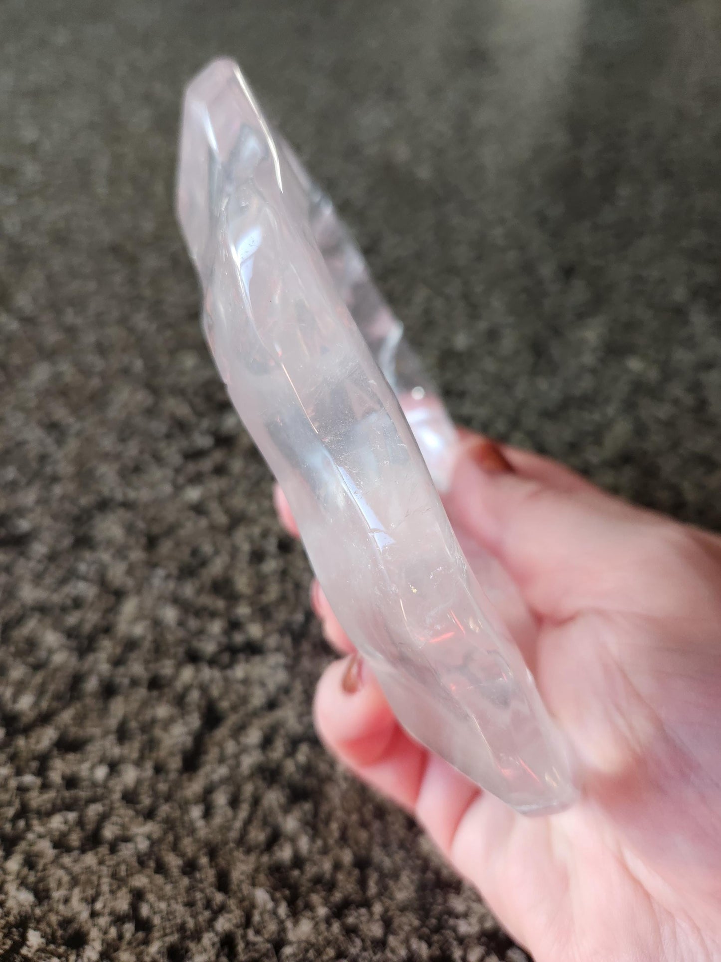 Clear Quartz Crystal Free Form Bowl: Decorative Bowl, Small to Medium