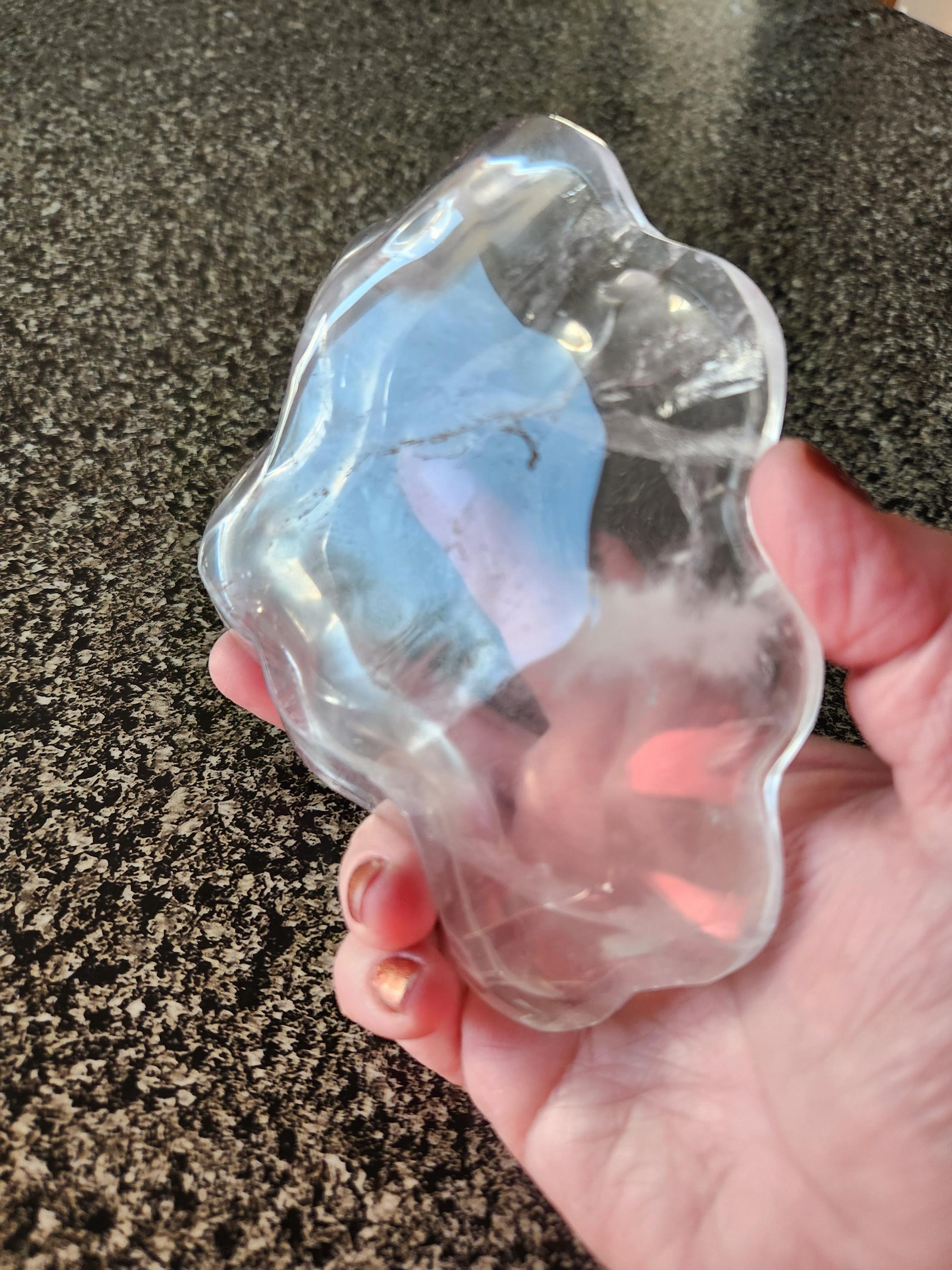 Clear Quartz Crystal Free Form Bowl: Decorative Bowl, Small to Medium