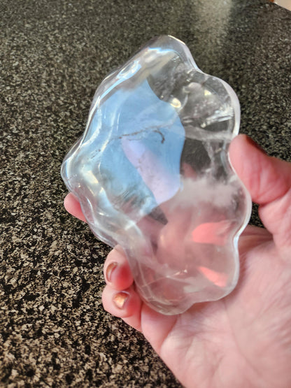 Clear Quartz Crystal Free Form Bowl: Decorative Bowl, Small to Medium
