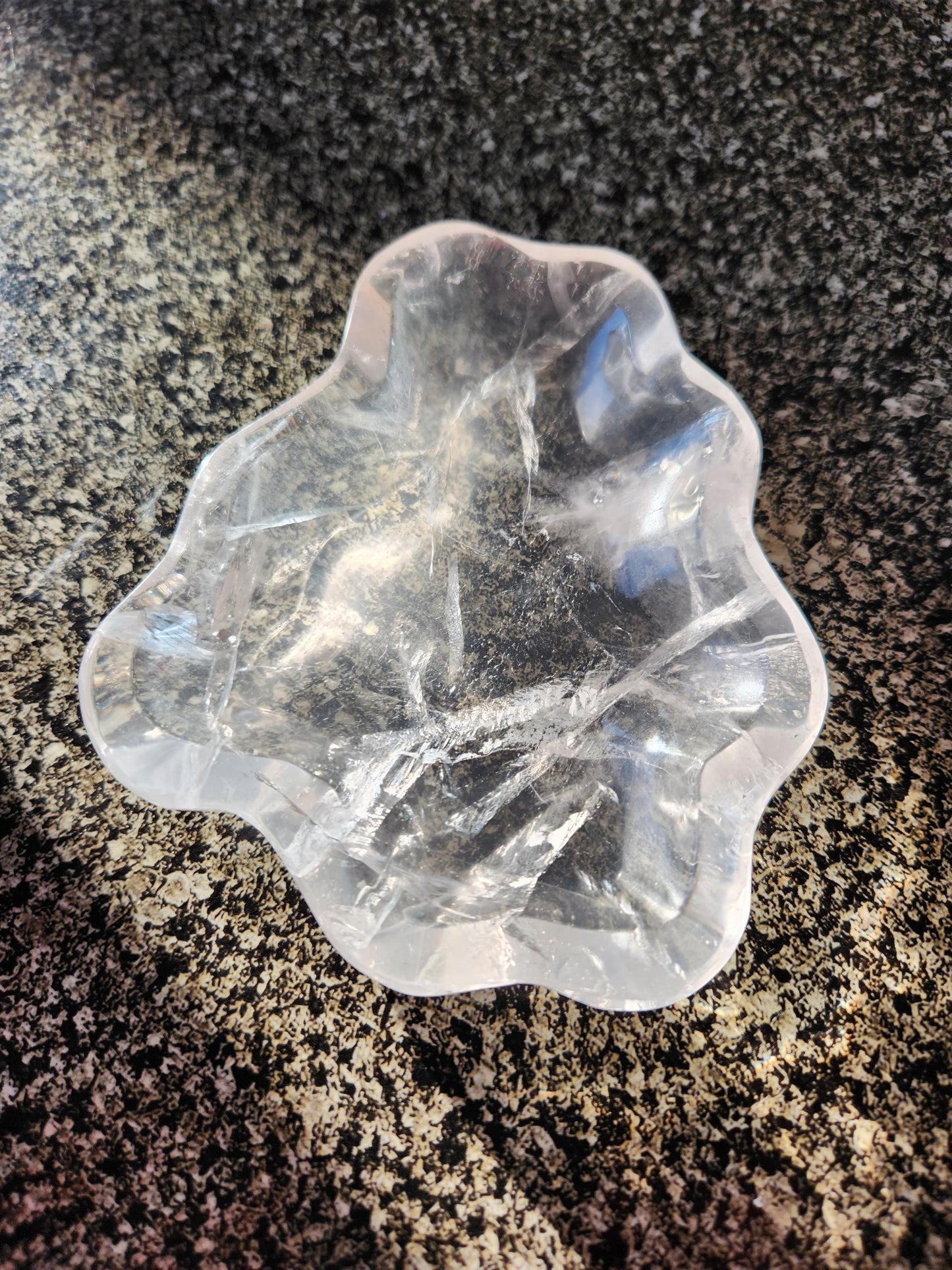 Clear Quartz Crystal Free Form Bowl: Decorative Bowl, Small to Medium