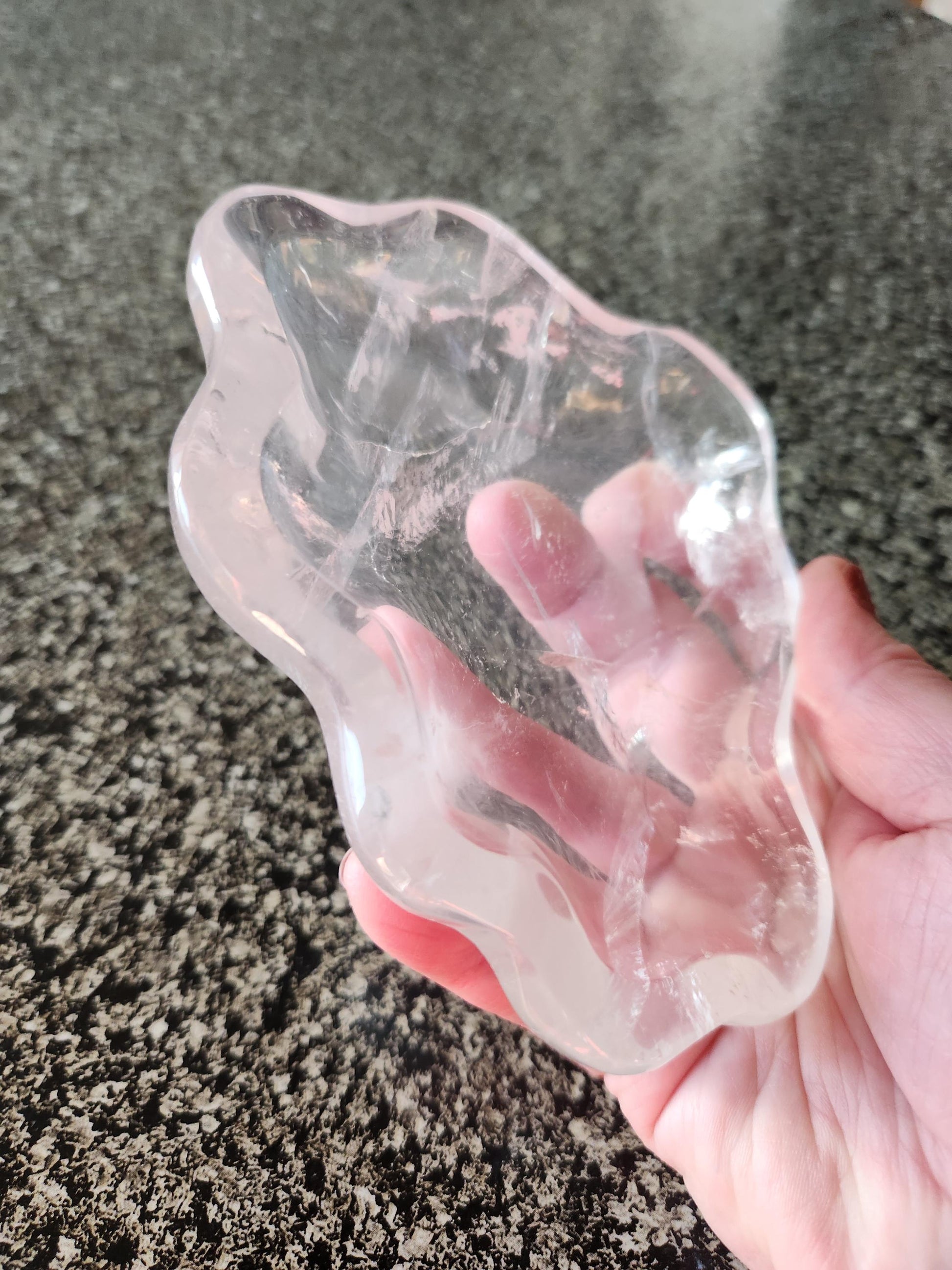Clear Quartz Crystal Free Form Bowl: Decorative Bowl, Small to Medium