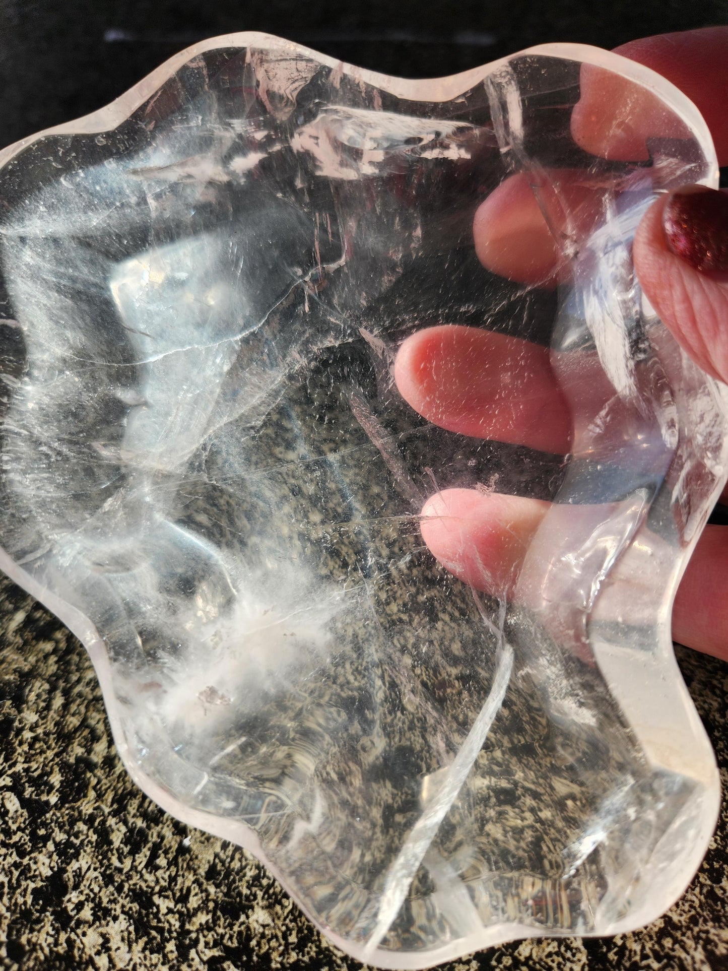 Clear Quartz Crystal Free Form Bowl: Decorative Bowl, Small to Medium