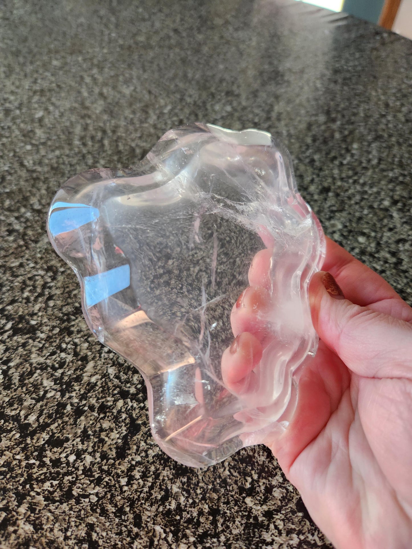 Clear Quartz Crystal Free Form Bowl: Decorative Bowl, Small to Medium