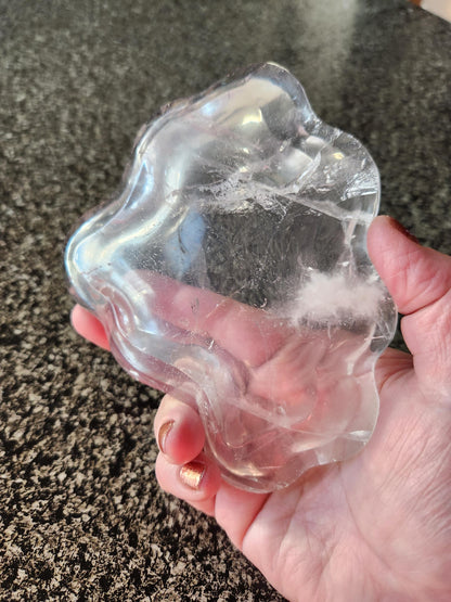 Clear Quartz Crystal Free Form Bowl: Decorative Bowl, Small to Medium