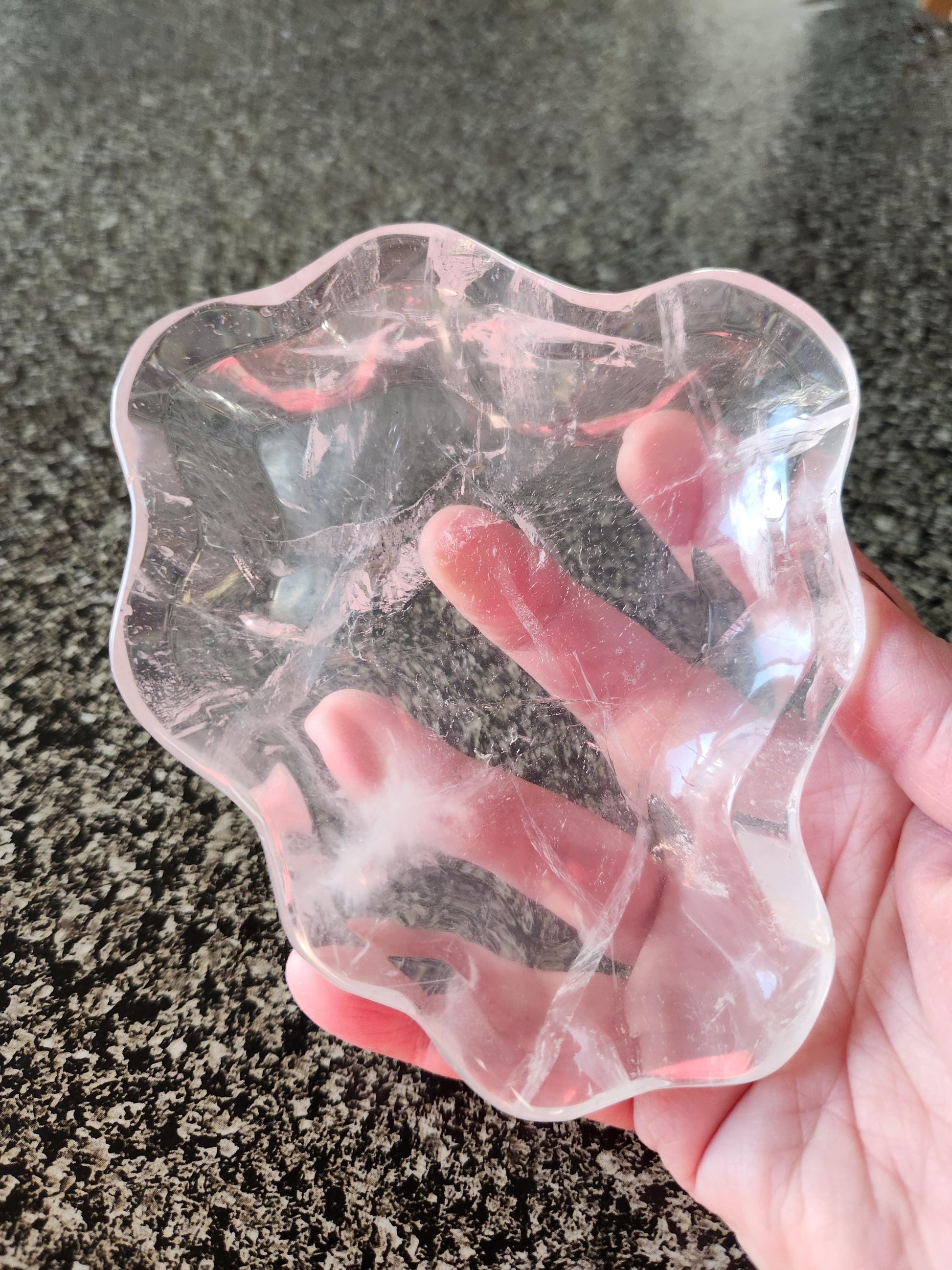 Clear Quartz Crystal Free Form Bowl: Decorative Bowl, Small to Medium