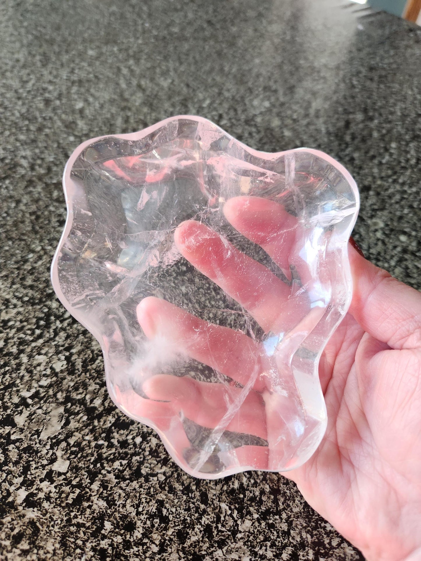 Clear Quartz Crystal Free Form Bowl: Decorative Bowl, Small to Medium