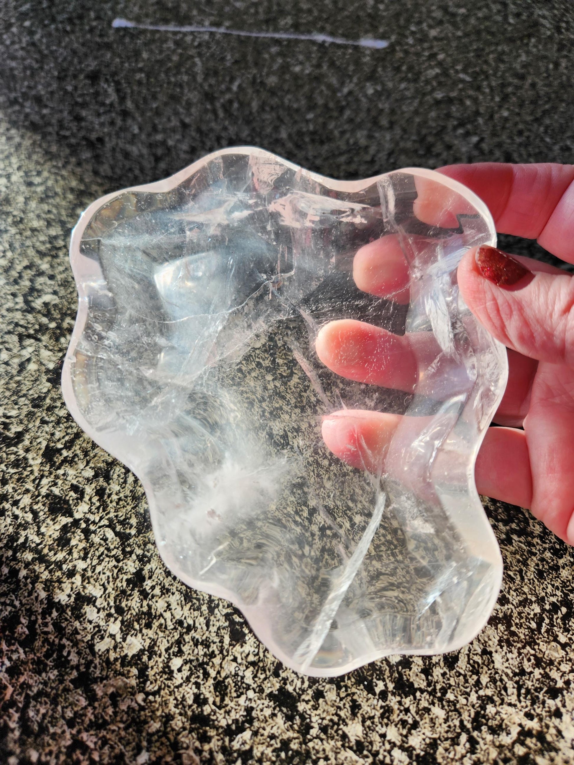 Clear Quartz Crystal Free Form Bowl: Decorative Bowl, Small to Medium