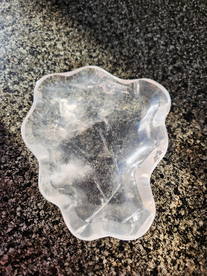 Clear Quartz Crystal Free Form Bowl: Decorative Bowl, Small to Medium