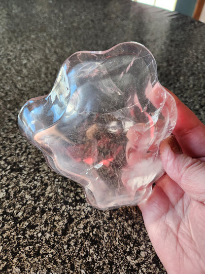 Clear Quartz Crystal Free Form Bowl: Decorative Bowl, Small to Medium