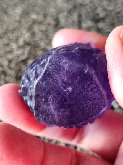 Carved Purple Fluorite Crystal Owl, Unique