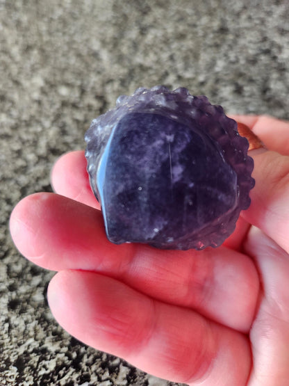 Carved Dark Purple Fluorite Crystal Owl, Unique