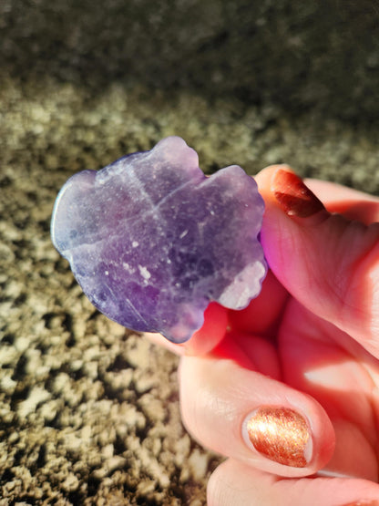 Dark Purple Fluorite Carved Sitting Cat