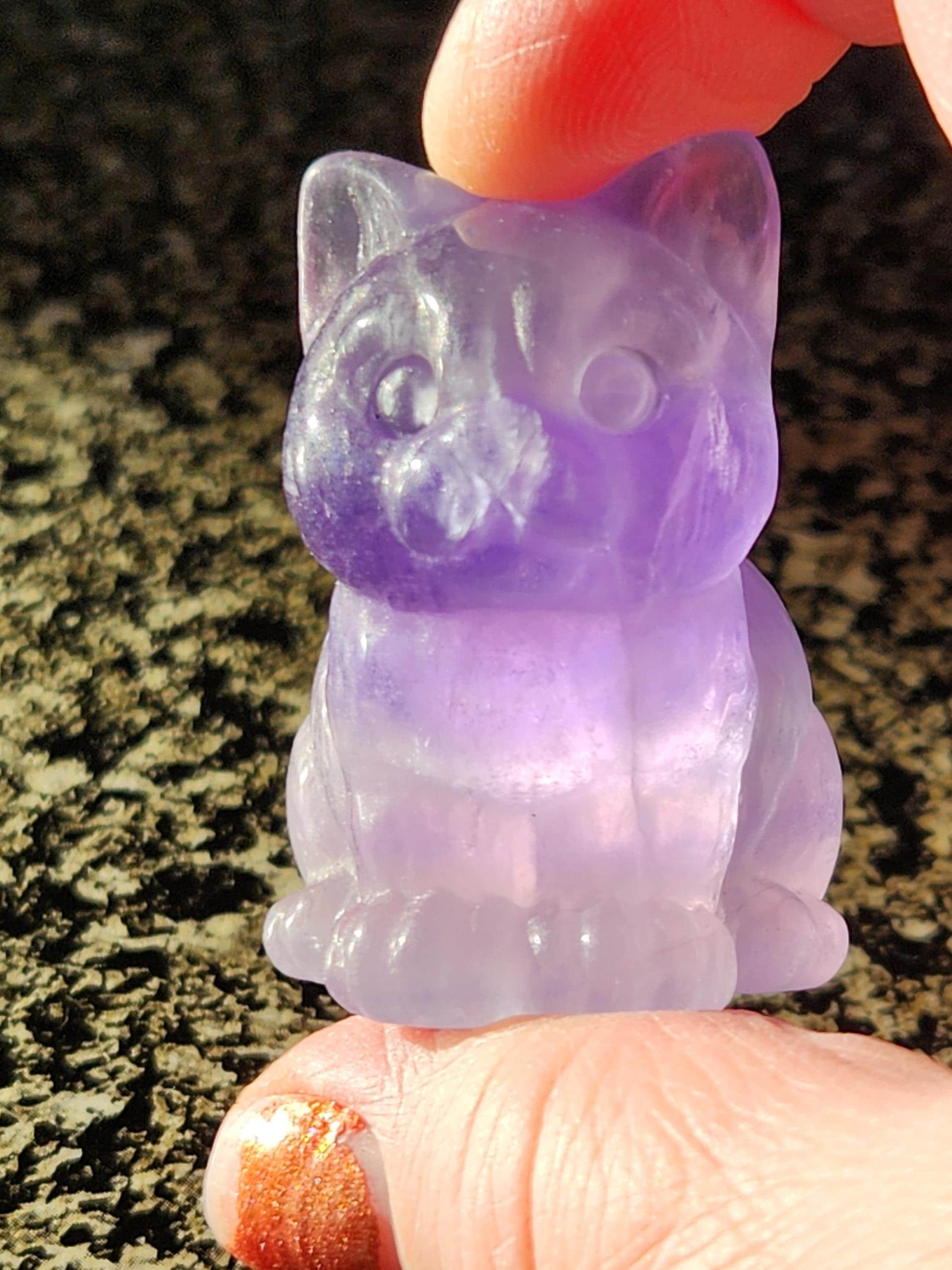 Light Purple Fluorite Carved Sitting Cat