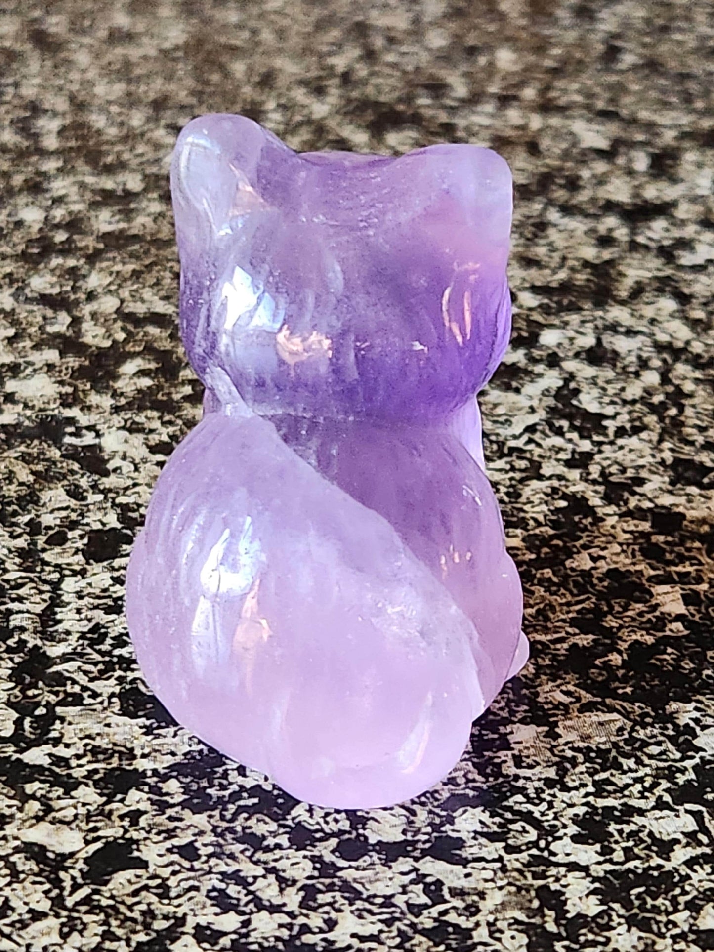 Light Purple Fluorite Carved Sitting Cat