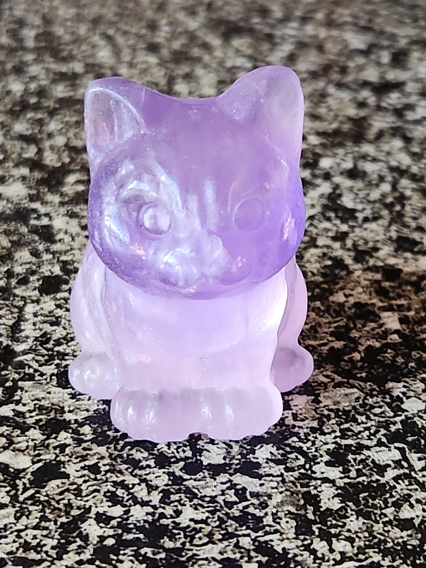 Light Purple Fluorite Carved Sitting Cat