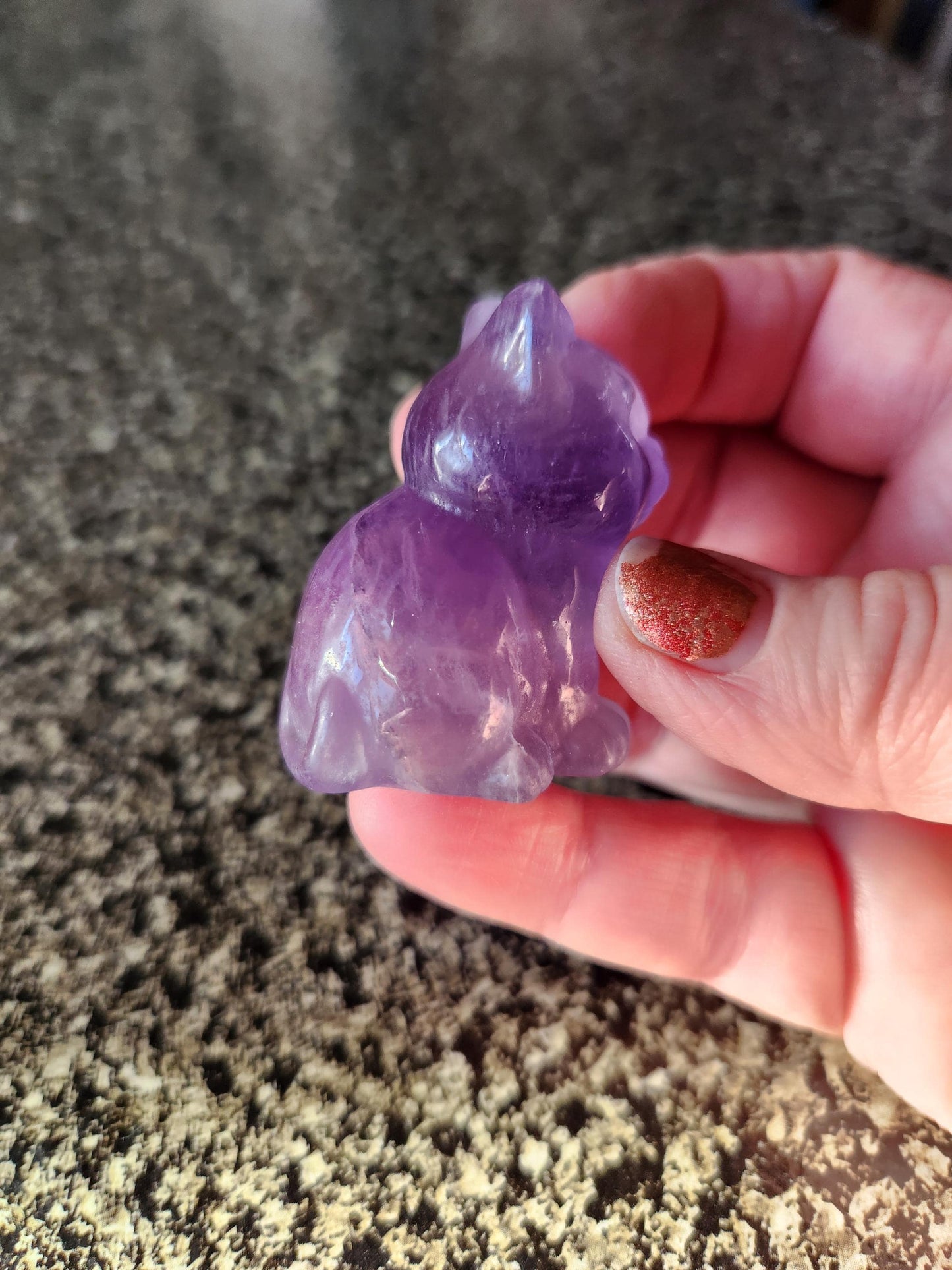 Light Purple Fluorite Carved Sitting Cat
