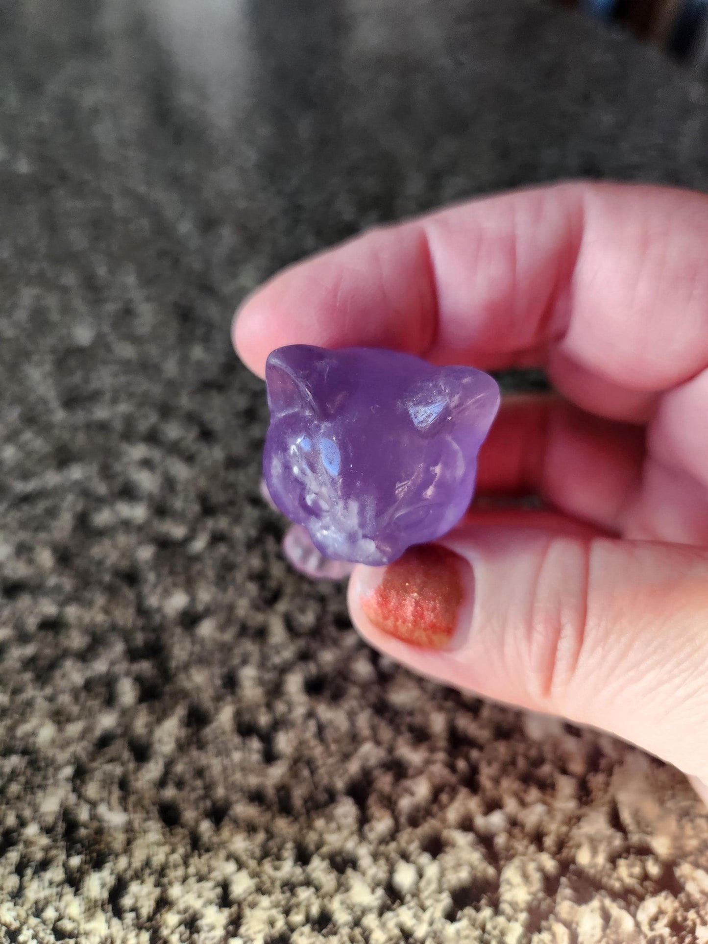 Light Purple Fluorite Carved Sitting Cat