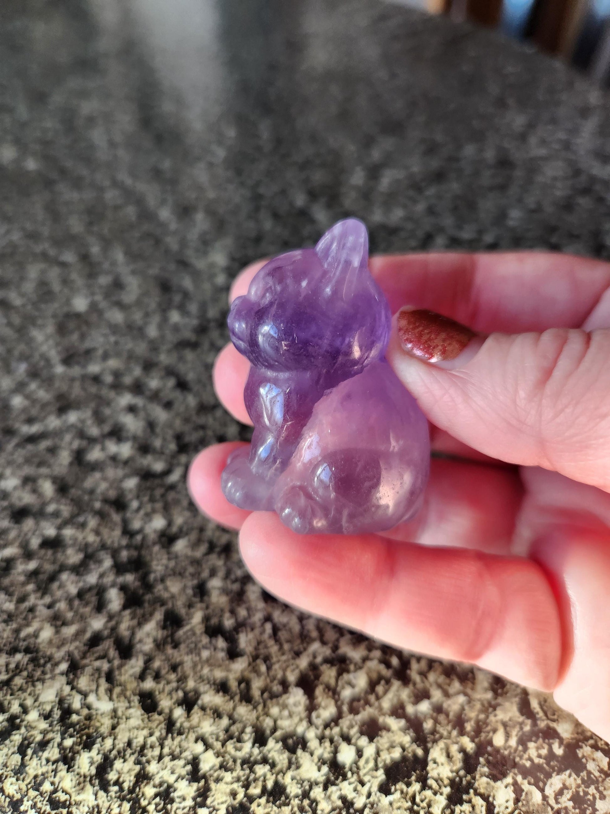 Light Purple Fluorite Carved Sitting Cat