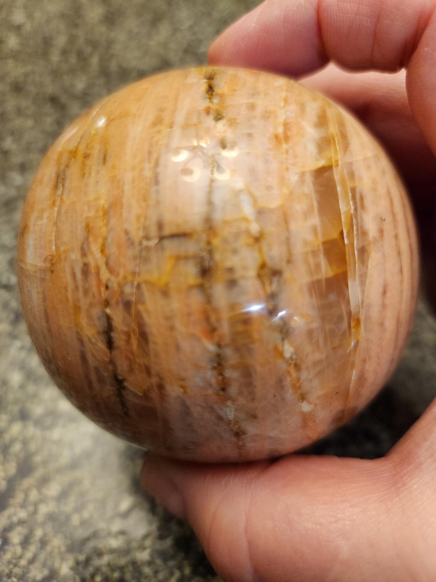 Peach Moonstone Sphere with Flash