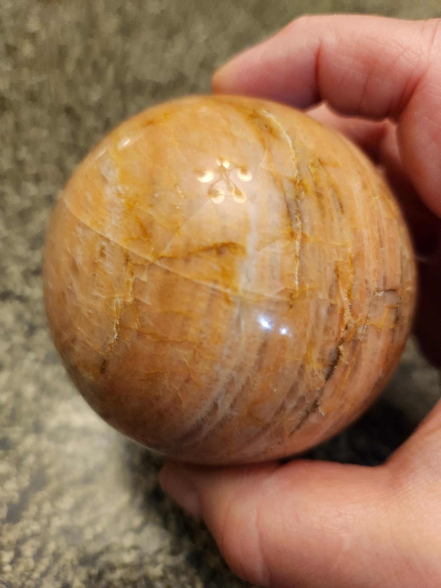 Peach Moonstone Sphere with Flash