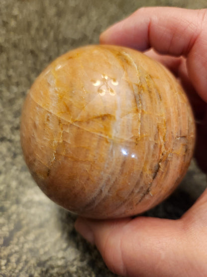 Peach Moonstone Sphere with Flash