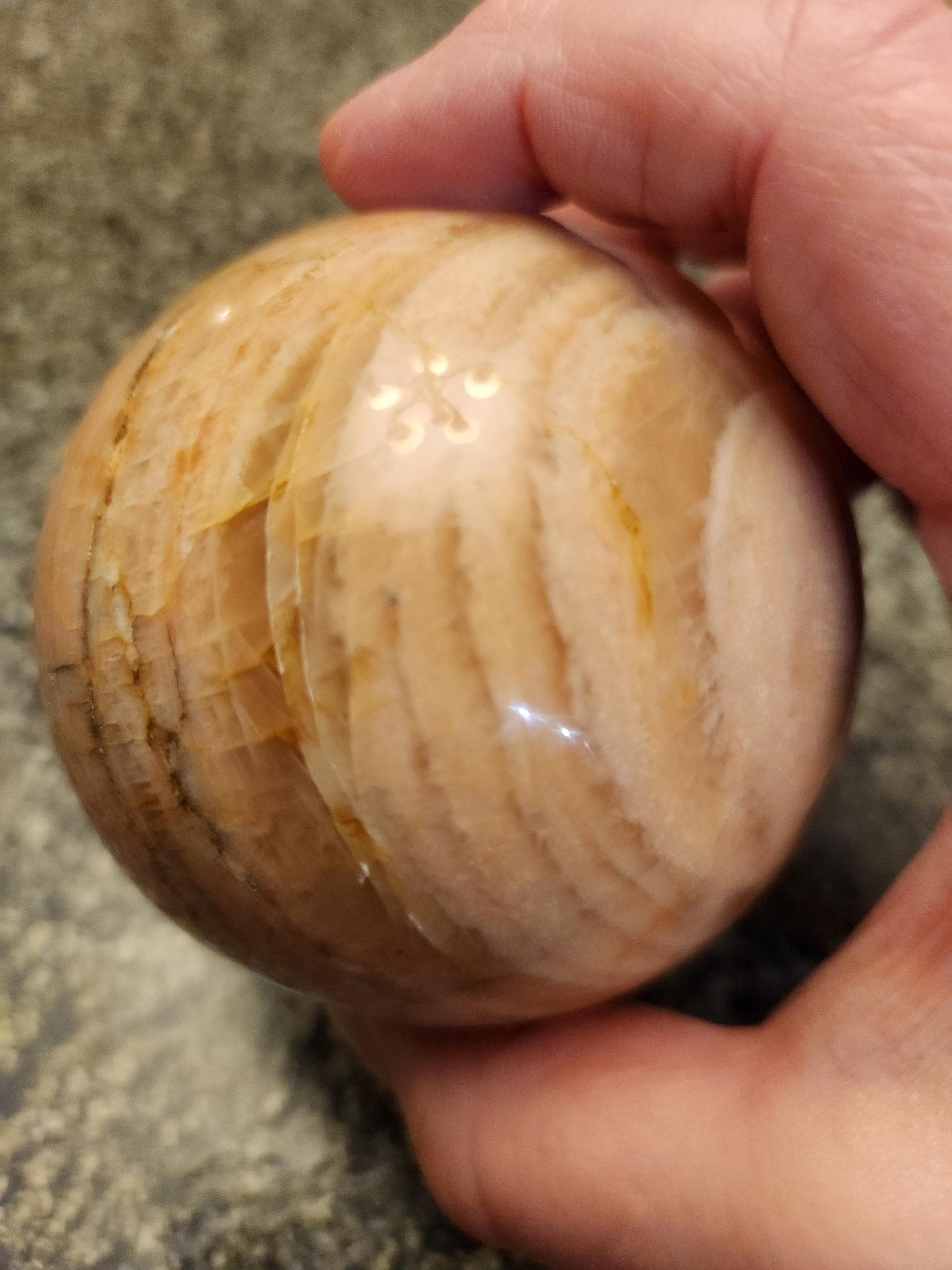 Peach Moonstone Sphere with Flash