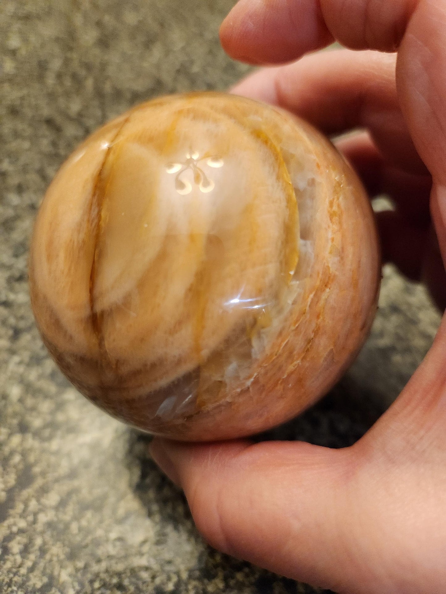Peach Moonstone Sphere with Flash