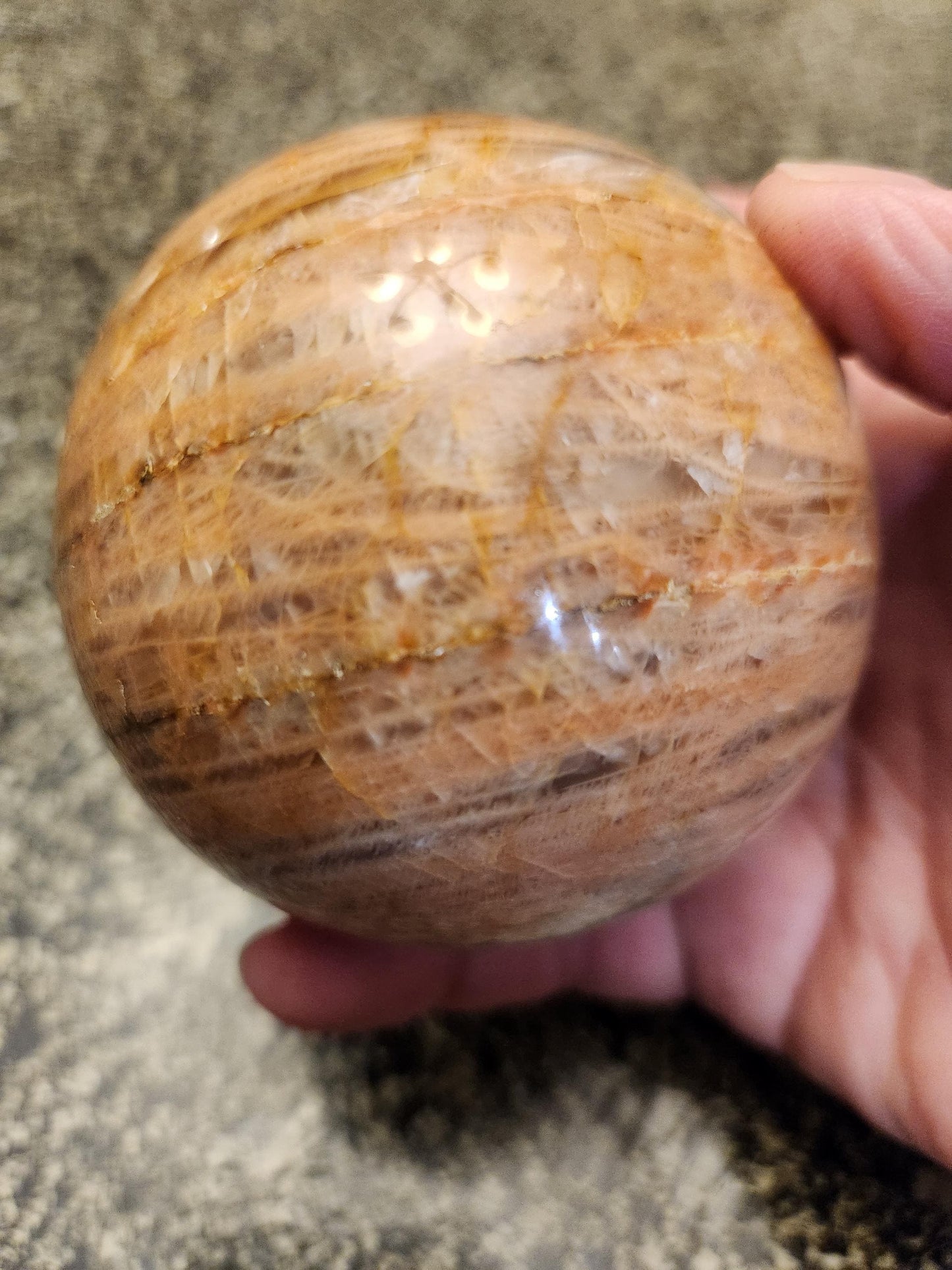 Peach Moonstone Sphere with Flash