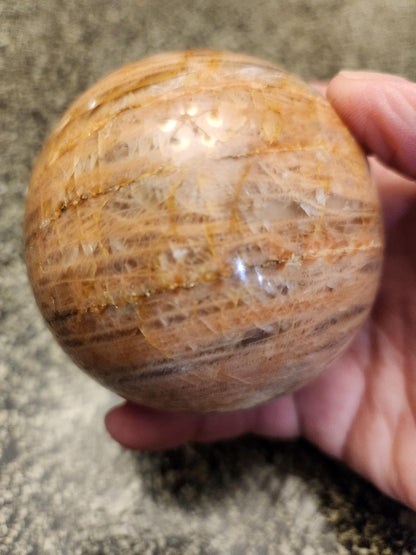 Peach Moonstone Sphere with Flash