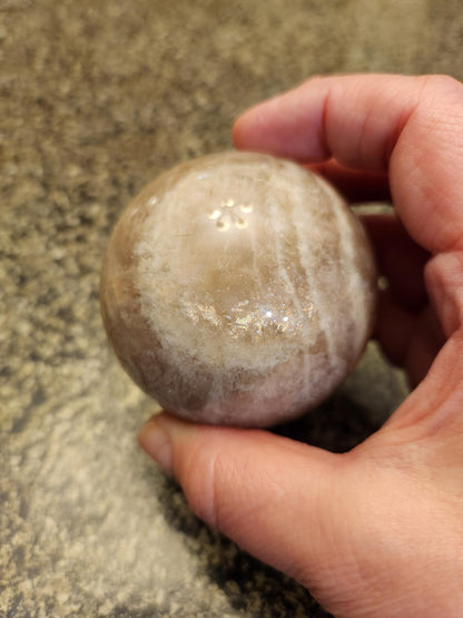 Gray Moonstone Sphere with Blue Flash