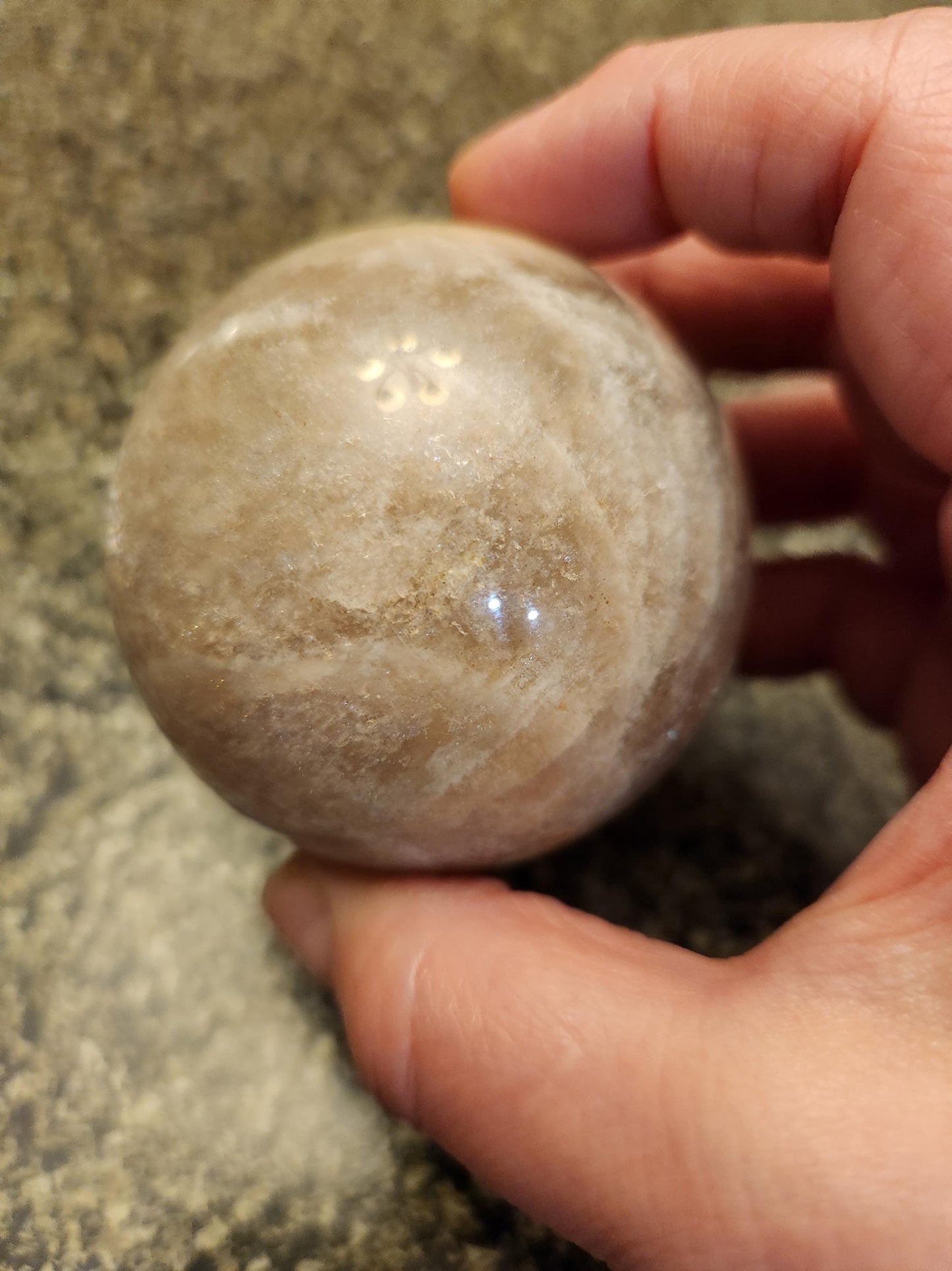 Gray Moonstone Sphere with Blue Flash