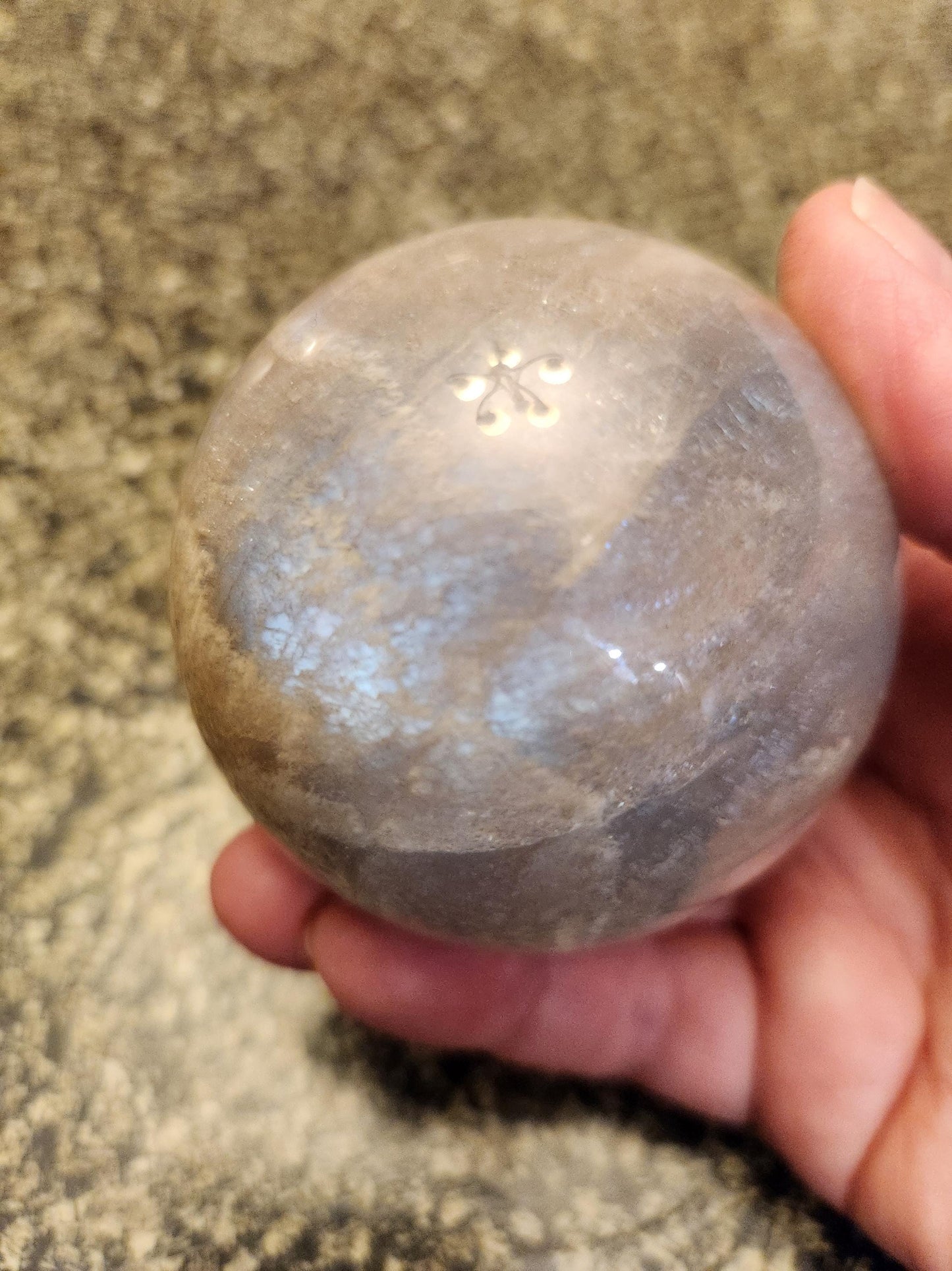 Gray Moonstone Sphere with Blue Flash