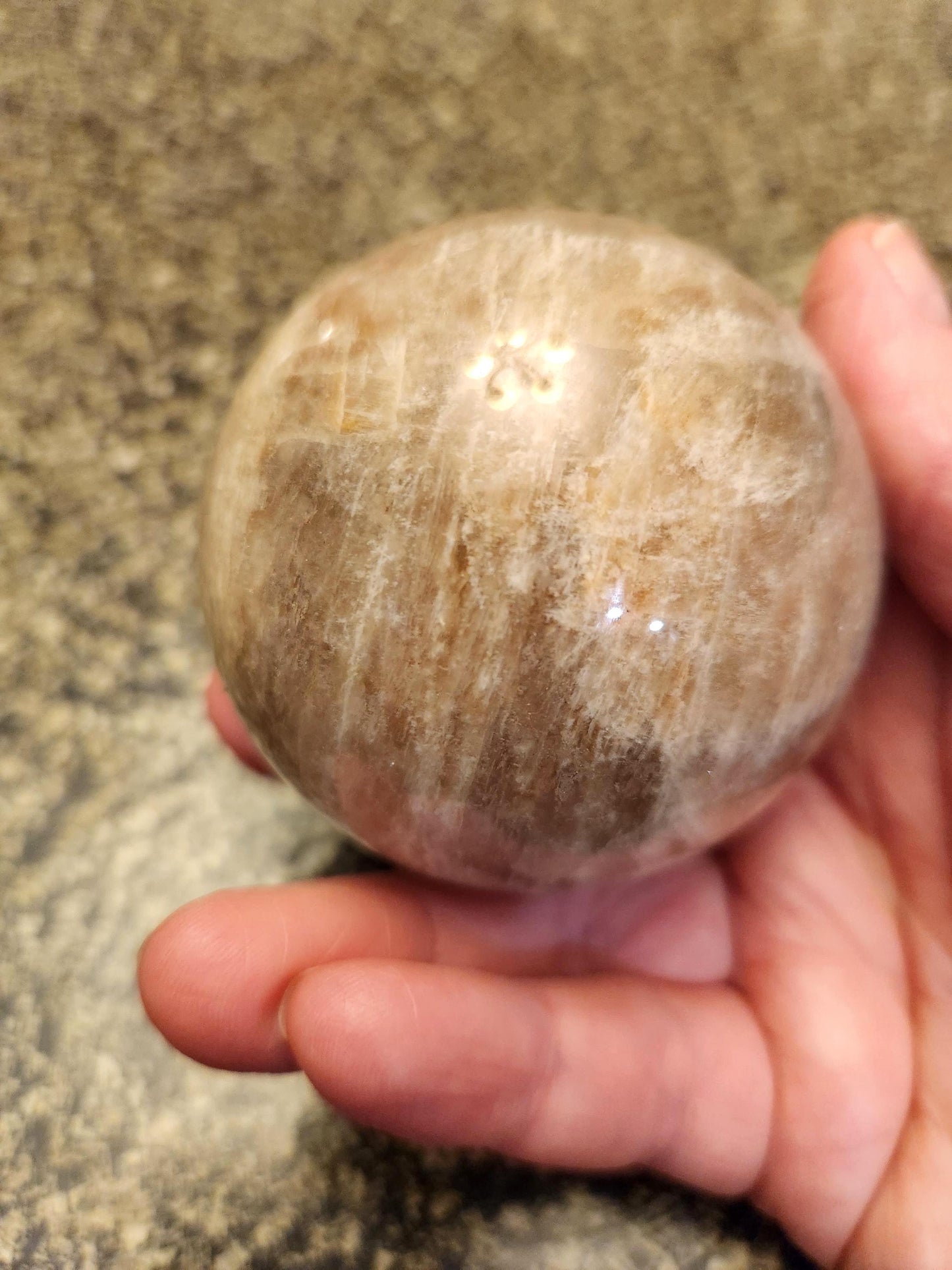 Gray Moonstone Sphere with Blue Flash