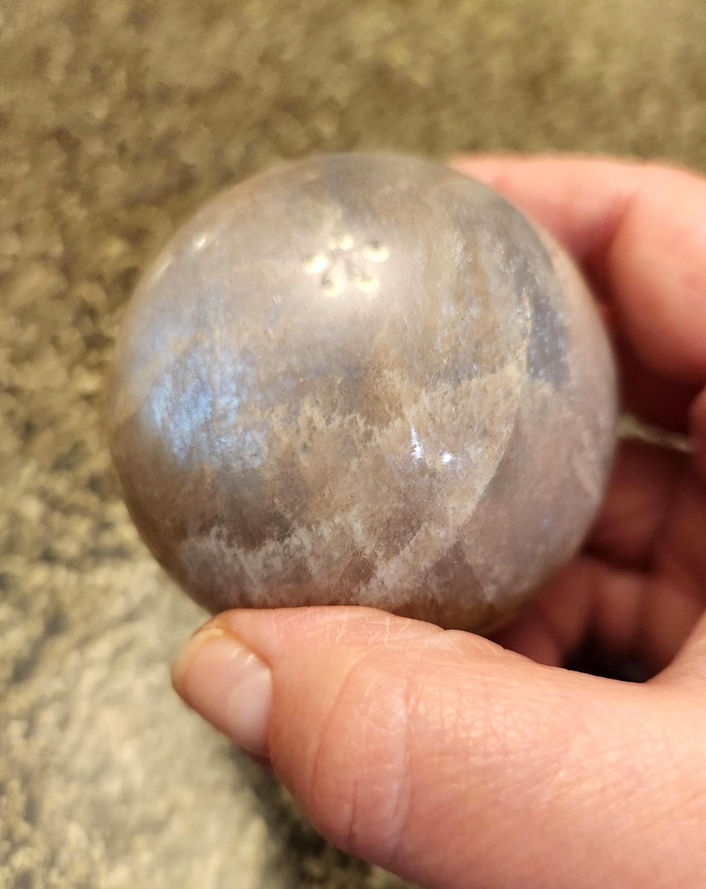 Gray Moonstone Sphere with Blue Flash