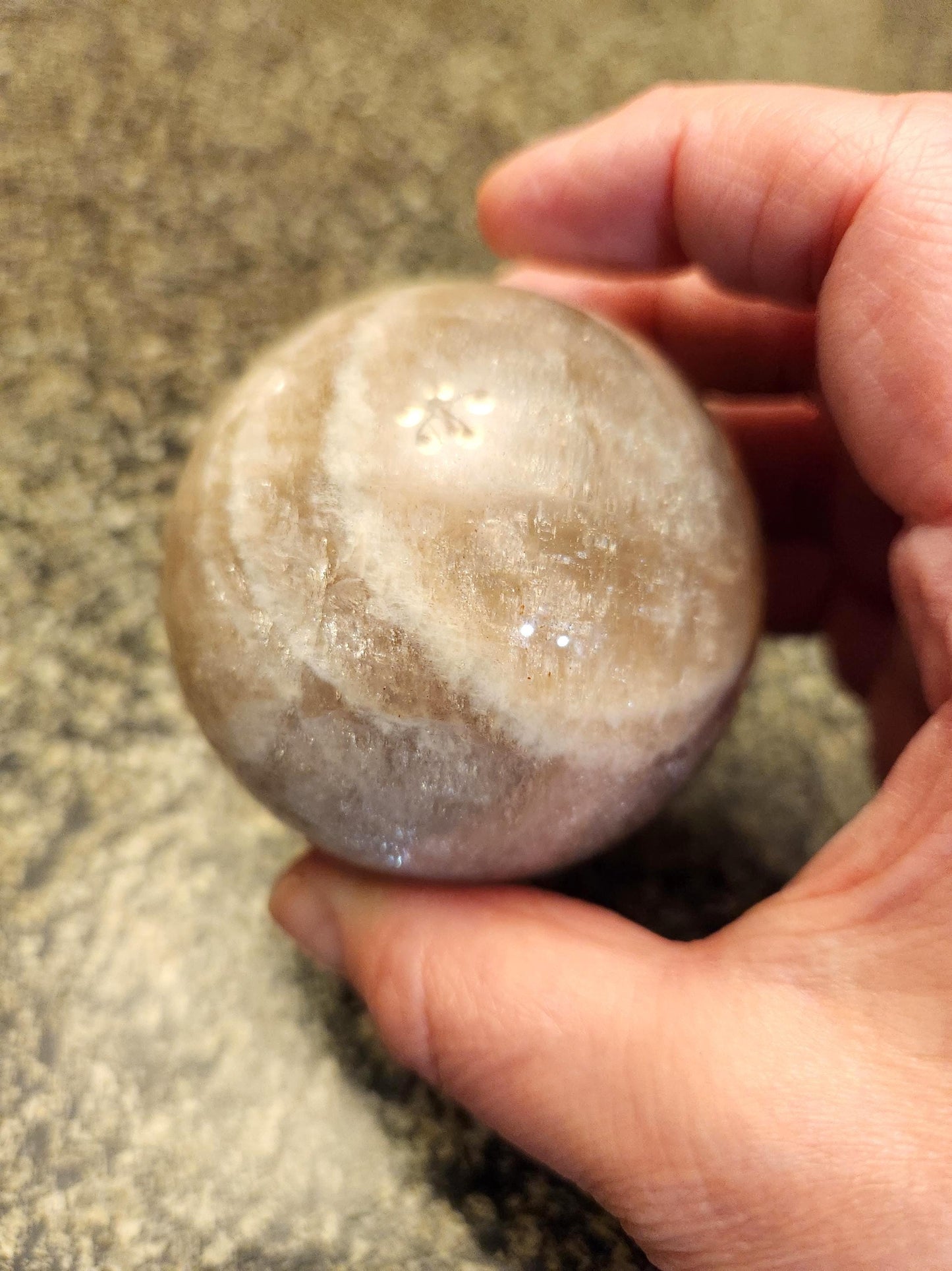 Gray Moonstone Sphere with Blue Flash