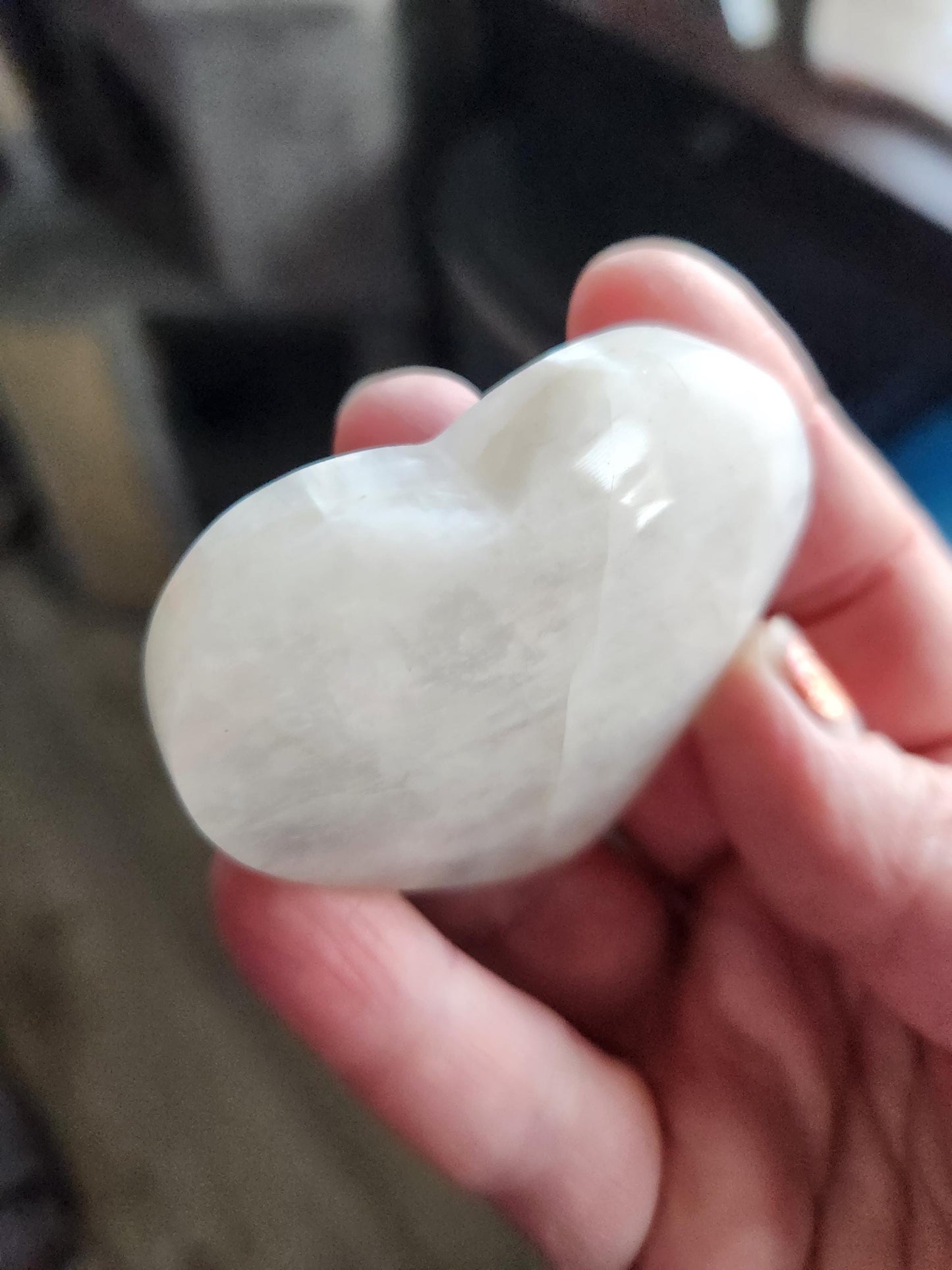 Moonstone Crystal Heart with Blue Flash