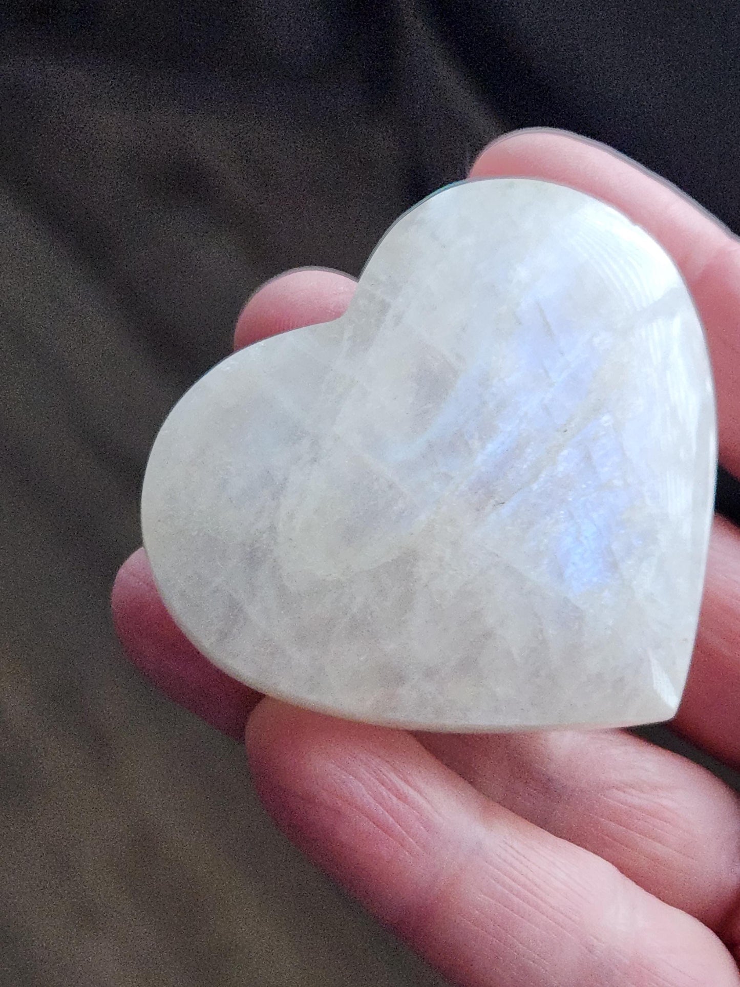 Moonstone Crystal Heart with Blue Flash