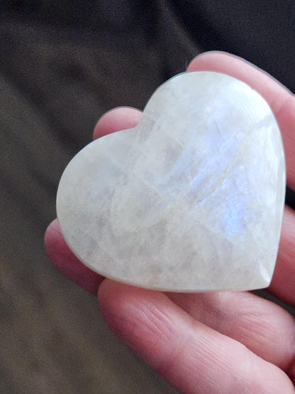 Moonstone Crystal Heart with Blue Flash