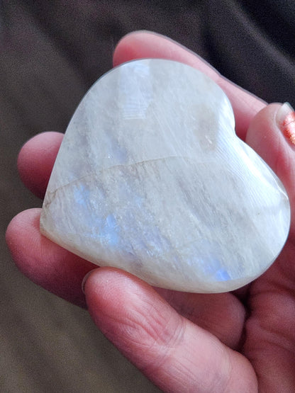 Moonstone Crystal Heart with Blue Flash