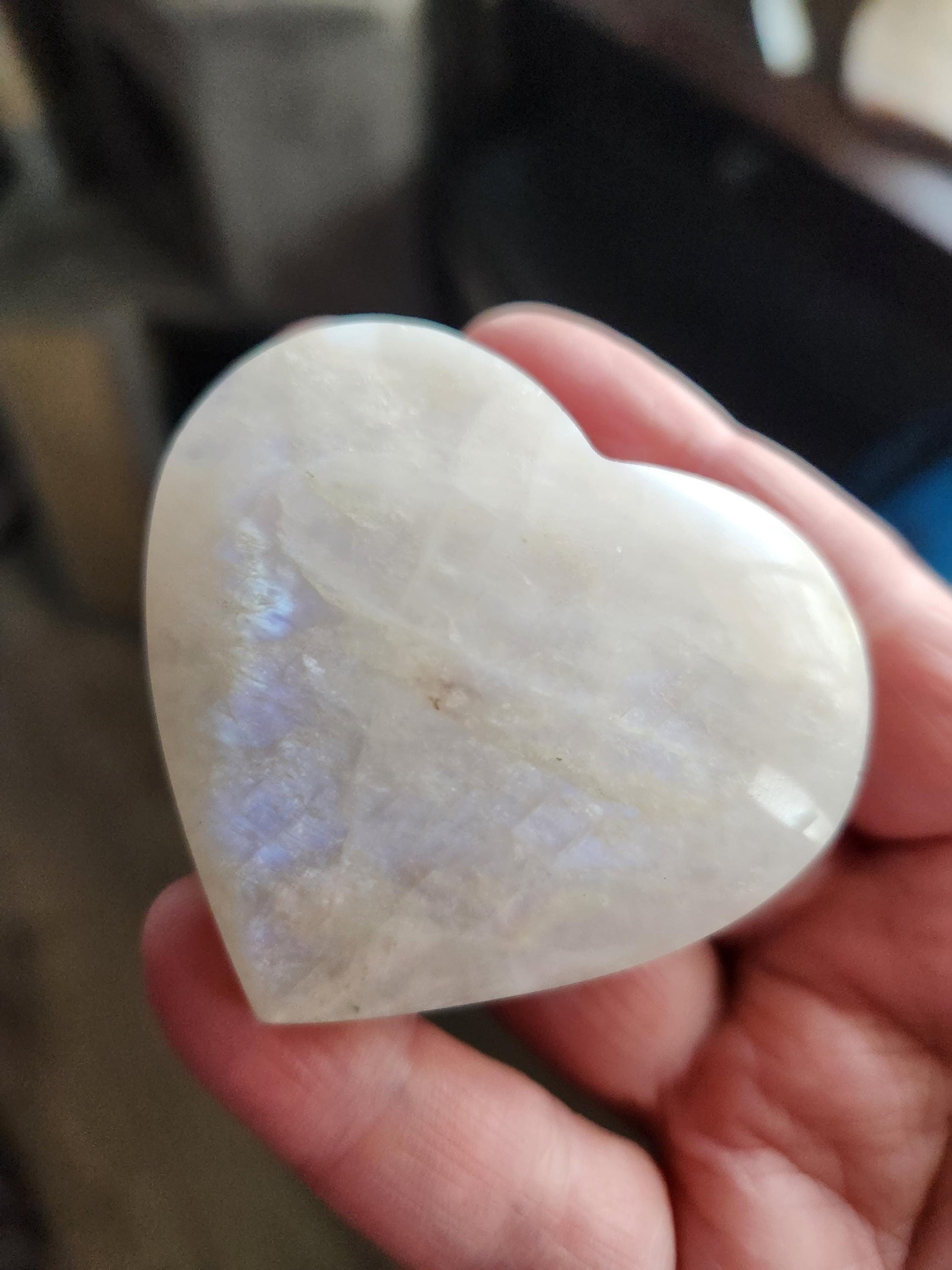 Moonstone Crystal Heart with Blue Flash