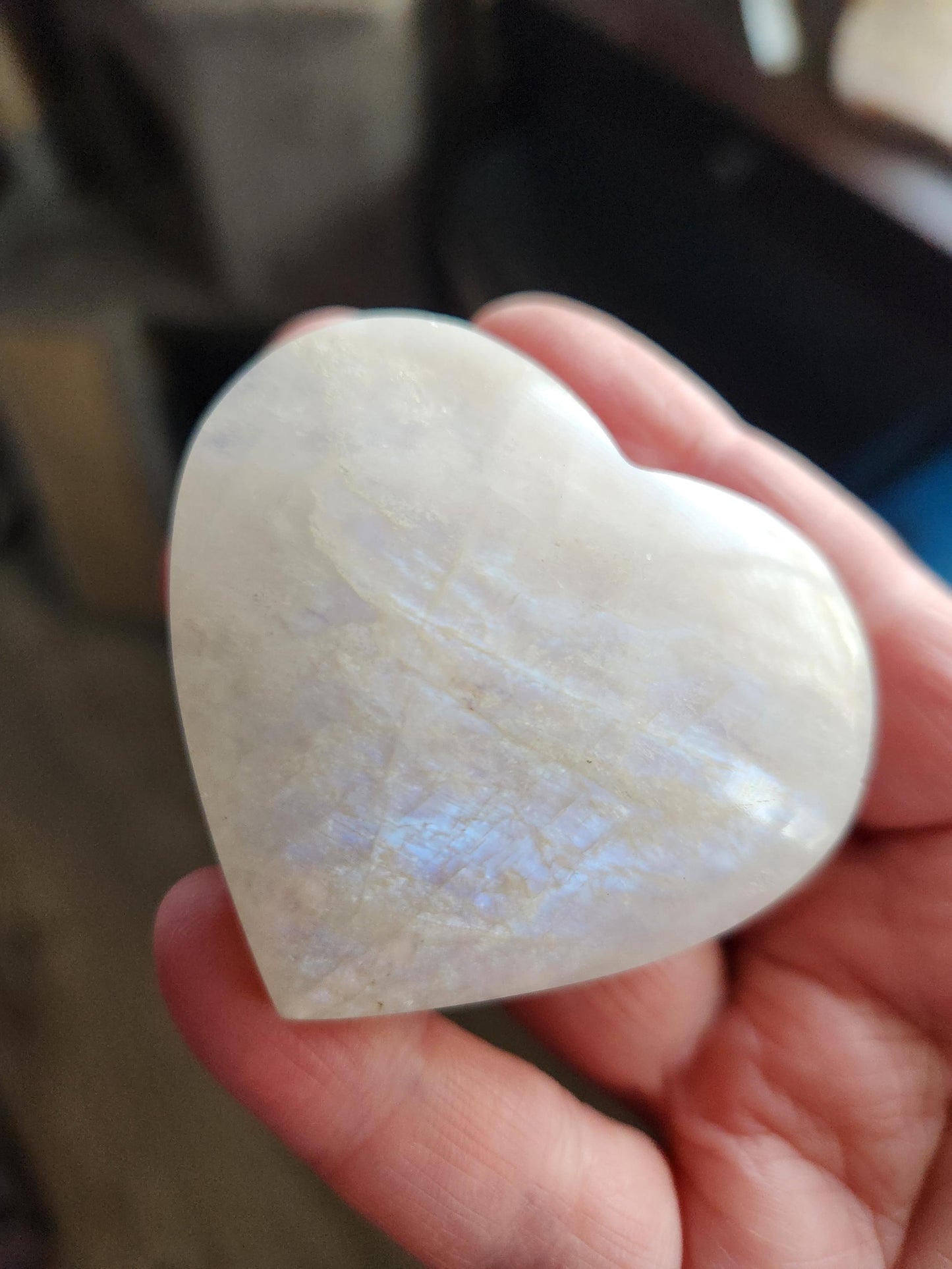 Moonstone Crystal Heart with Blue Flash