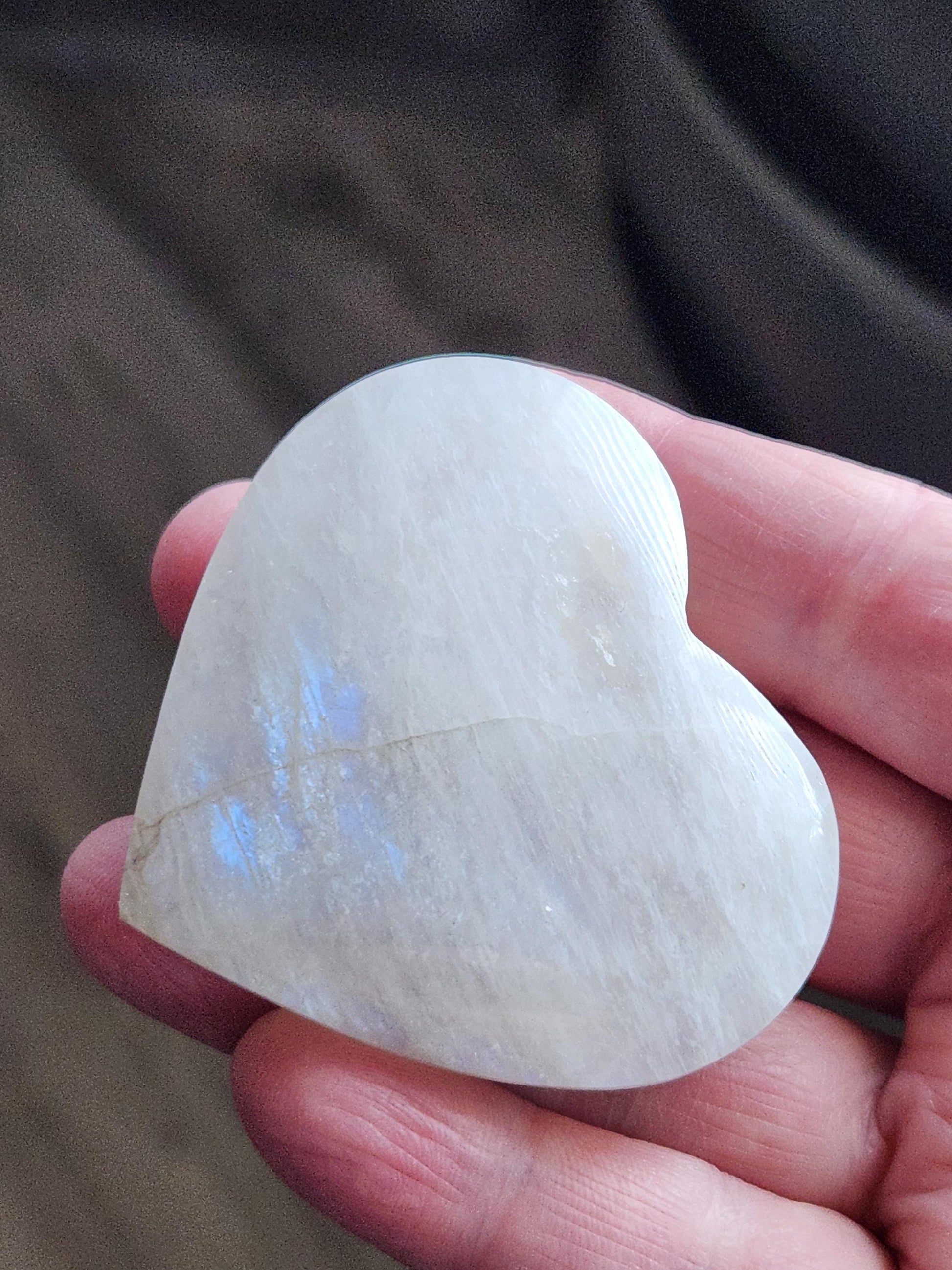 Moonstone Crystal Heart with Blue Flash