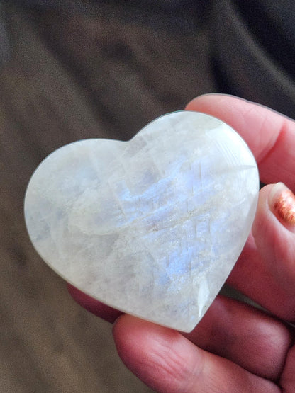 Moonstone Crystal Heart with Blue Flash
