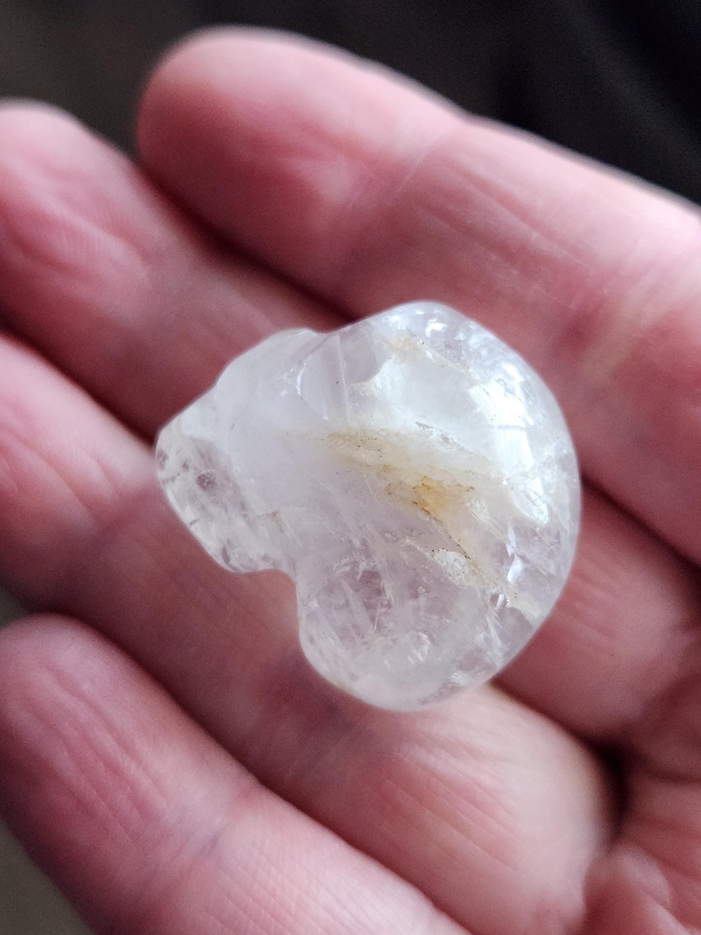 AAA Clear Quartz with Golden Healer Crystal Mini Skull - Natural Brazilian Stone