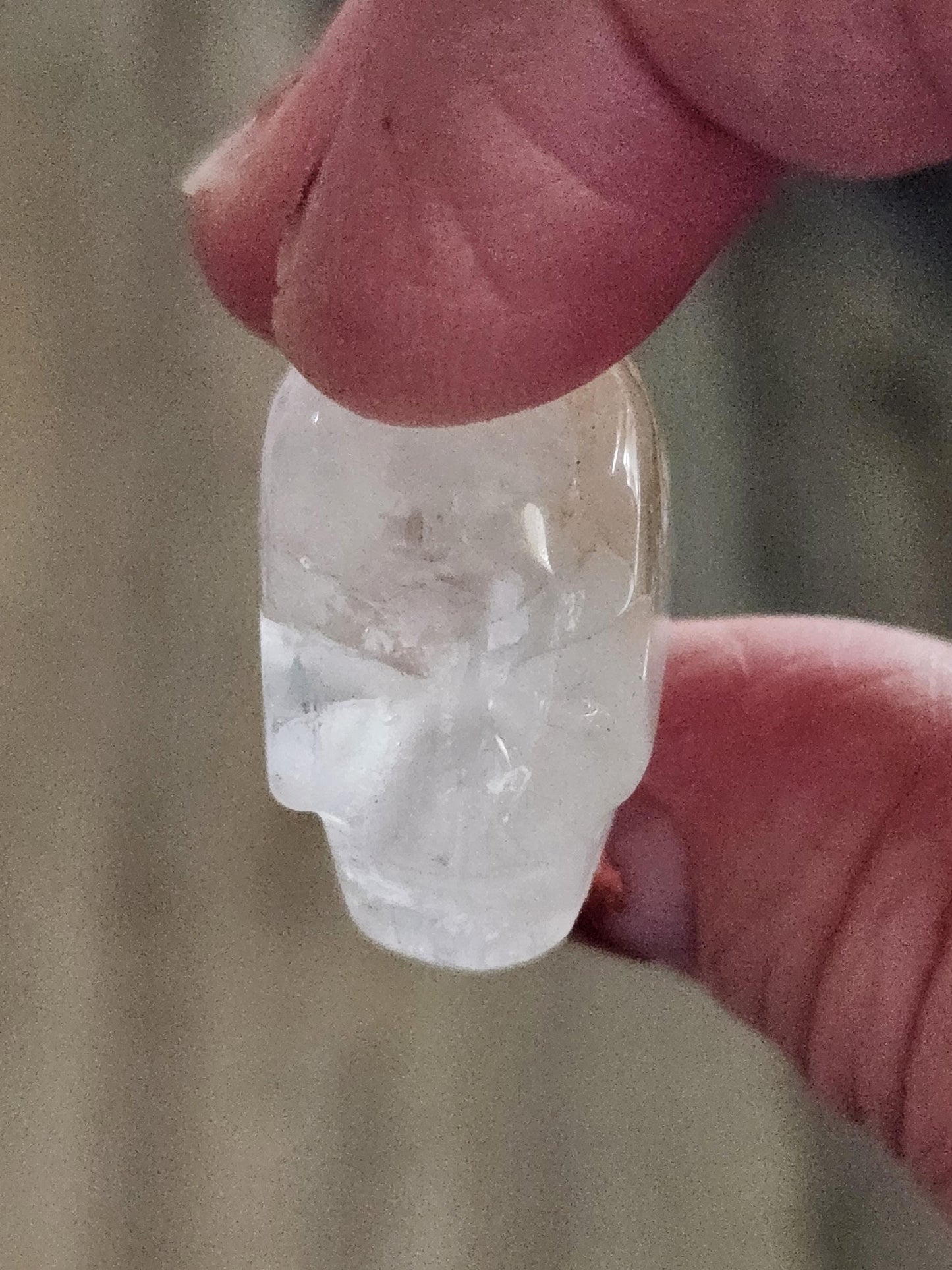 AAA Clear Quartz with Golden Healer Crystal Mini Skull - Natural Brazilian Stone