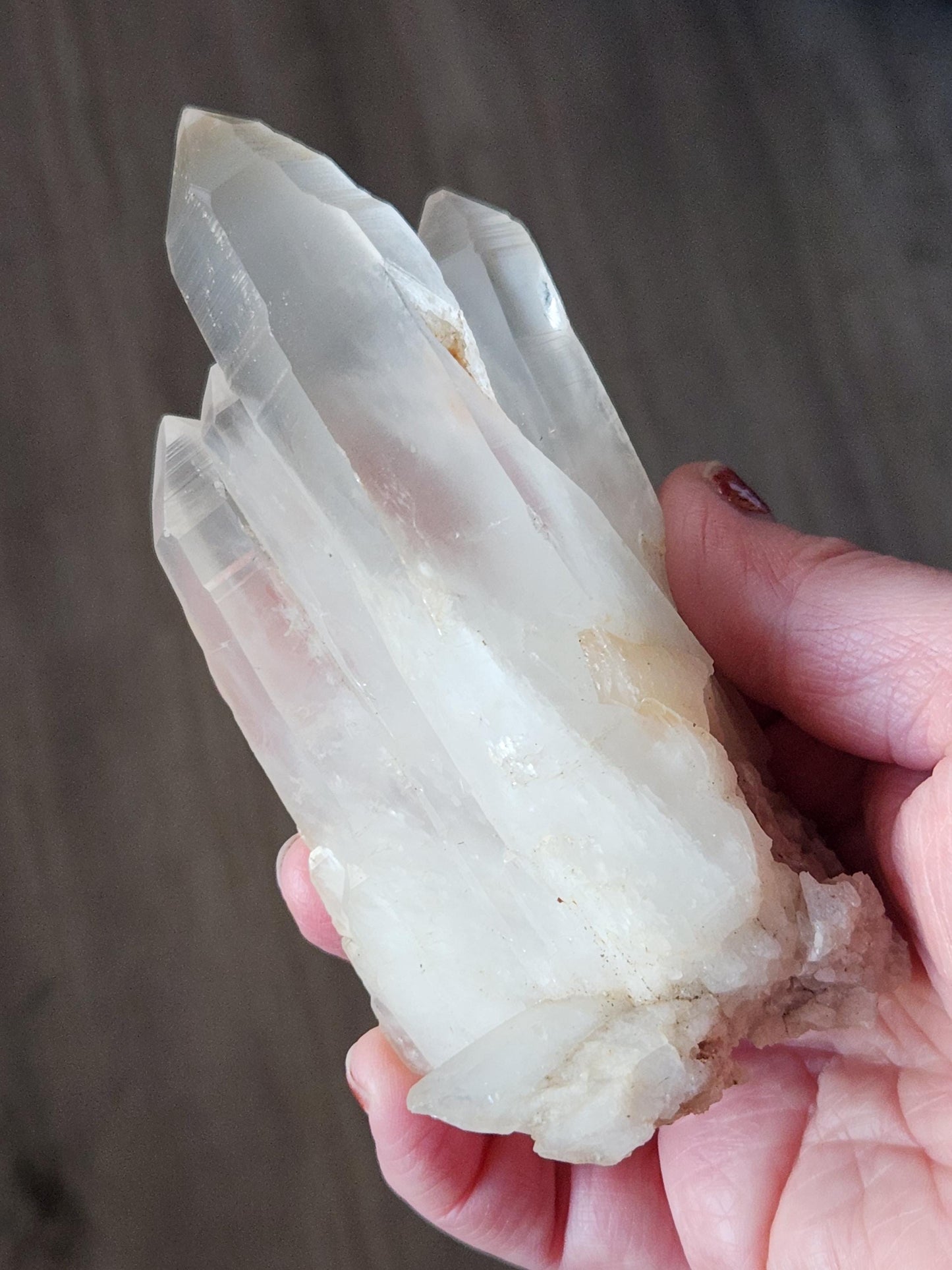 Clear Quartz Crystal Cluster, Large from Madagascar, Light Peach Tone