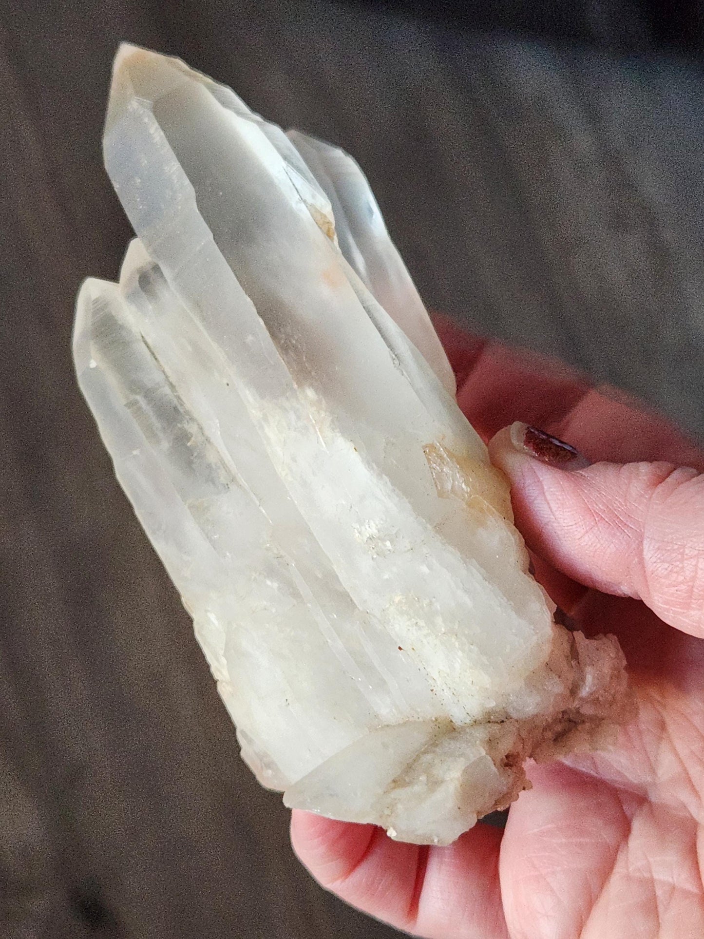 Clear Quartz Crystal Cluster, Large from Madagascar, Light Peach Tone