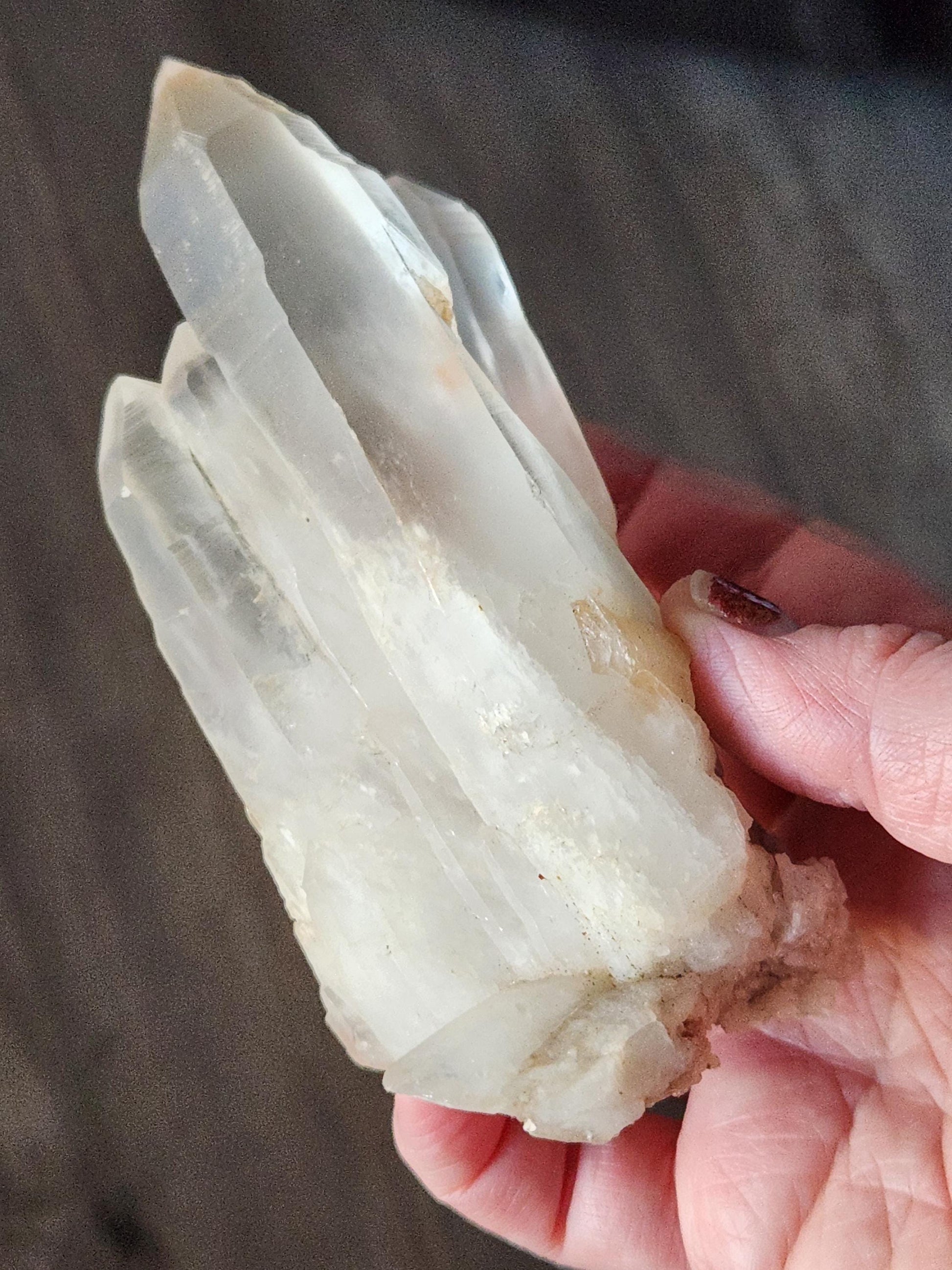 Clear Quartz Crystal Cluster, Large from Madagascar, Light Peach Tone