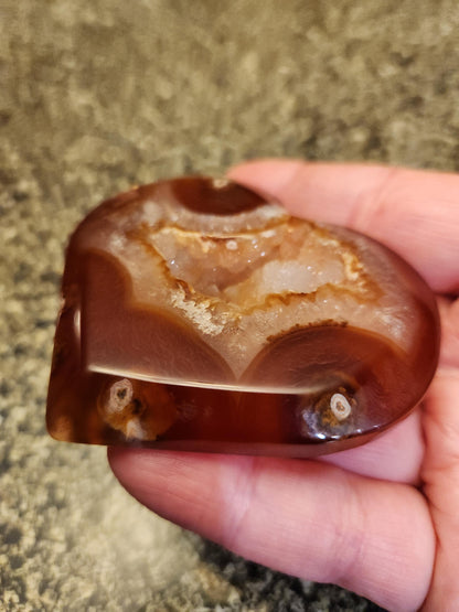Carnelian Agate Heart with Druzy Center Natural Crystal